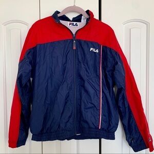 Fila Boy’s Windbreaker Zip Up Red and Blue Jacket Size Large